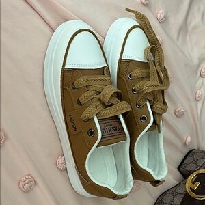 Kids Brown and White Sneakers